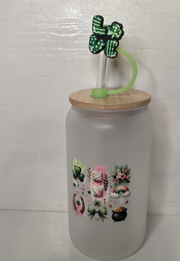 St. Patrick's Day 16 Oz frosted tumbler, Let's get lucked up. UV DTF