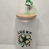 St. Patrick's day 16 Oz frosted tumbler, Lucky. UV DTF