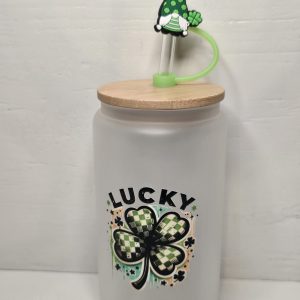 St. Patrick's day 16 Oz frosted tumbler, Lucky. UV DTF