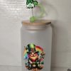 St. Patrick's day 16 Oz frosted tumbler, Lucky. UV DTF