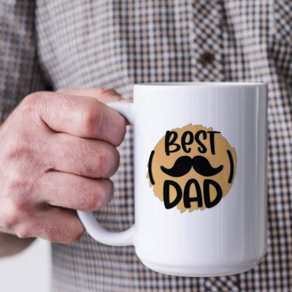 Best dad with a mustache 15 Oz Coffee Mug