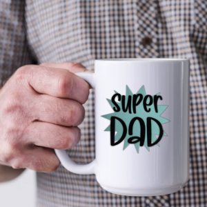 Super Dad Father's Day 15 Oz Coffee Mug Ceramic Tea Cup Star Design UV Transfer Dad Gift Super Dad Father's Day 15 Oz Coffee Mug Ceramic Tea Cup Star Design UV Transfer Dad Gift